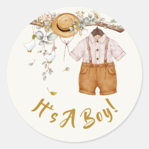 Baby Boy Hanging Outfit Runder Aufkleber