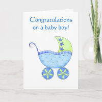 Baby Boy Herzlichen Glückwunsch Buggy Carriage Blu