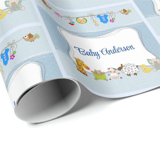 Baby Boy hinzufügen Personalisischer Name oder Tex Geschenkpapier (Rolleneckpunkt)