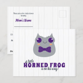 Baby Boy Horned Frog Lila Babydusche Einladung Postkarte