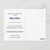 Baby Boy Horned Frog Lila Babydusche Einladung Postkarte (Rückseite)