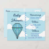 Baby Boy Hot Air Ballon Babydusche Einladung (Vorne/Hinten)