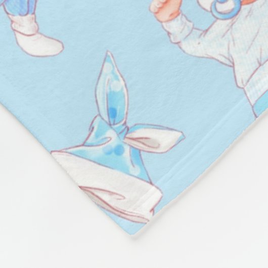 Baby Boy Hugging Bunny I Liebe Mama Herz Fleecedecke (Ecke)