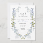 Baby Boy in Bloom Blue Flowers Babydusche Einladung (Vorderseite)