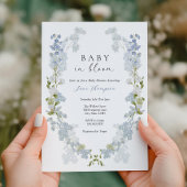 Baby Boy in Bloom Blue Flowers Babydusche Einladung