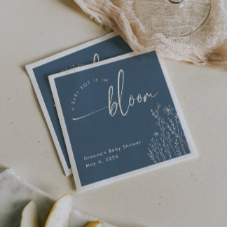 Baby Boy in Bloom - Dusty Blue Baby Shower Napkin Serviette