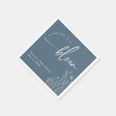 Baby Boy in Bloom - Dusty Blue Baby Shower Napkin Serviette (Ecke)