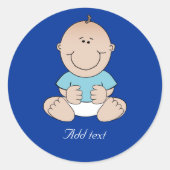 Baby Boy in Blue Shirt TEMPLATE Runder Aufkleber (Vorderseite)