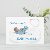 Baby Boy in Wolken Einladung (Stehend Vorderseite)