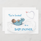 Baby Boy in Wolken Einladung (Vorne/Hinten)