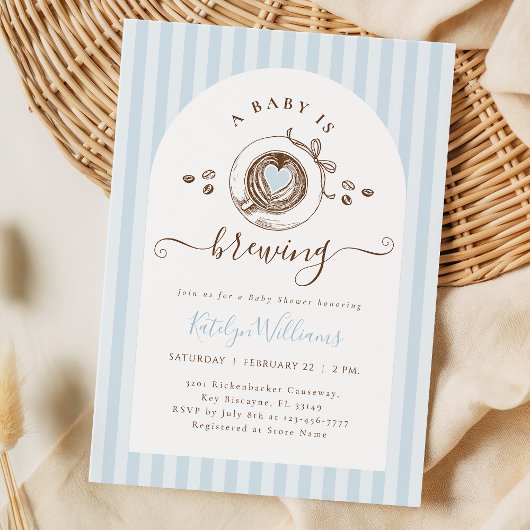 Baby Boy Is Brewing Coffee Baby Shower Invitation Einladung