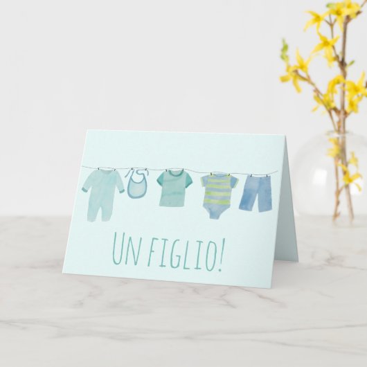 Baby Boy Italian Gratulationen Karte (Gelbe Blume)