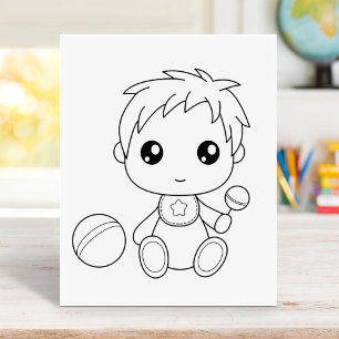 Baby Boy Jumpsuit Coloring Page Gummistempel