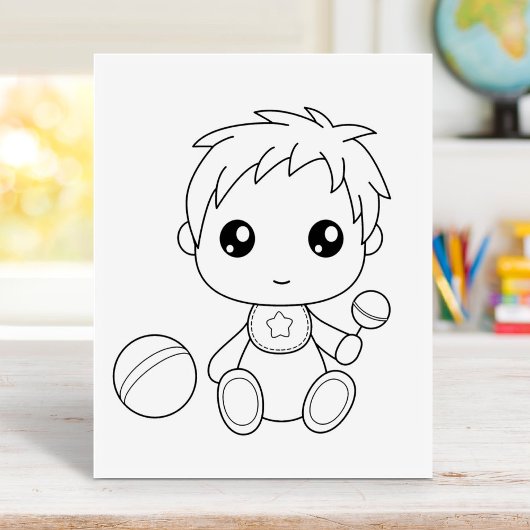Baby Boy Jumpsuit Coloring Page Gummistempel