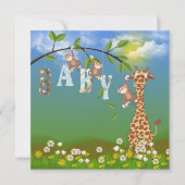 Baby Boy Jungle Dusche Einladung (Vorderseite)