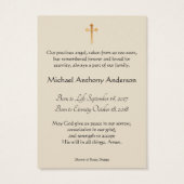 Baby Boy Katholische Beerdigungskarte - (Rückseite)