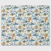 Baby Boy Kids Birthday Under The Sea Shark Pattern Geschenkpapier (Flach)