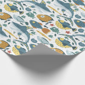 Baby Boy Kids Birthday Under The Sea Shark Pattern Geschenkpapier (Ecke)