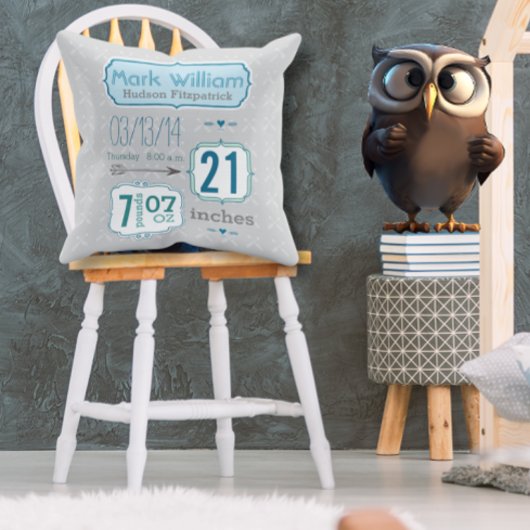 Baby Boy Kinderzimmer Room Baby Stats Arrow Muster Kissen