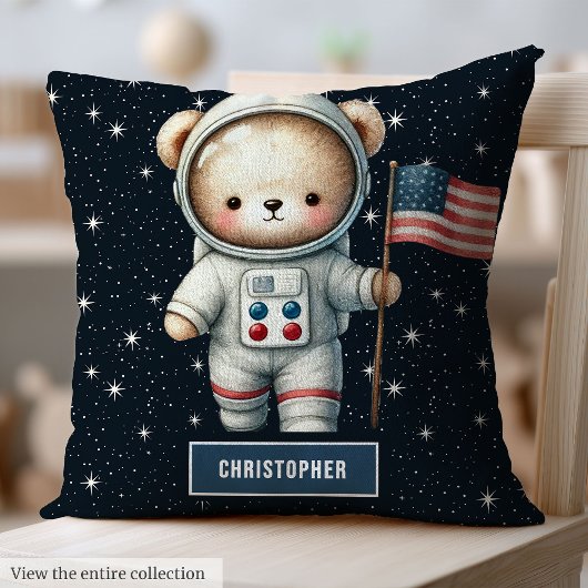 Baby Boy Kissen mit Space Teddy Bear Individuelle 