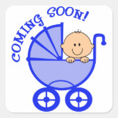 Baby Boy kommt bald Quadratischer Aufkleber (Vorderseite)