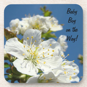 Baby Boy kommt! Untersetzer Kork Blau Himmel Flora