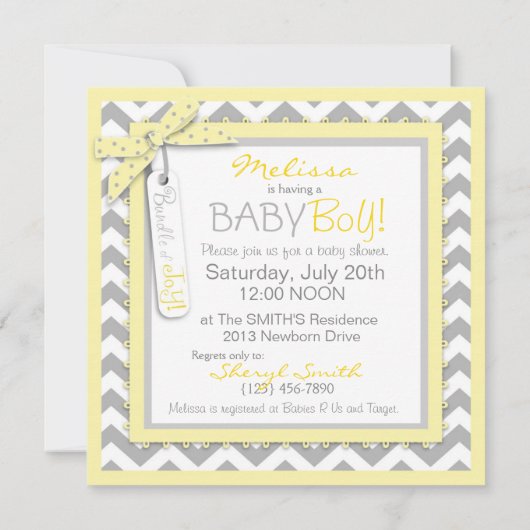 Baby Boy Krawatte Zickzack Print Baby Dusche Einladung (Rückseite)