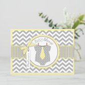 Baby Boy Krawatte Zickzack Print Baby Dusche Einladung (Stehend Vorderseite)