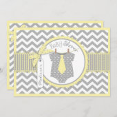 Baby Boy Krawatte Zickzack Print Baby Dusche Einladung (Vorne/Hinten)