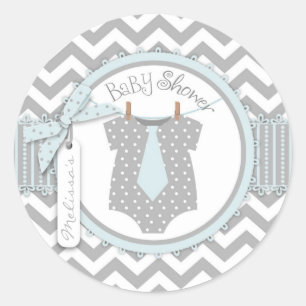Baby Boy Krawatte Zickzack Print Baby Dusche Runder Aufkleber