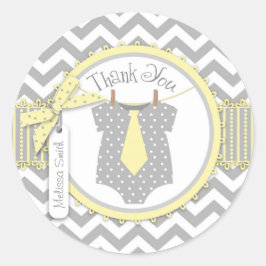 Baby Boy Krawatte Zickzack Print Danke Label Runder Aufkleber
