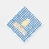 Baby Boy Little Chick Blue Gingham Serviette (Ecke)