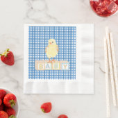Baby Boy Little Chick Blue Gingham Serviette (Beispiel)