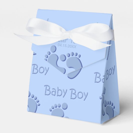 Baby Boy Little Feet Footprint Gastgeschenk Geschenkschachtel (Vorderseite)