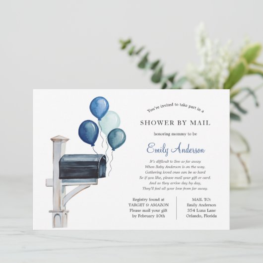 Baby Boy Long Distance Dusche per Mail Einladung (Stehend Vorderseite)