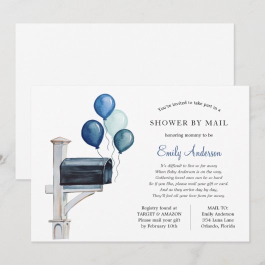 Baby Boy Long Distance Dusche per Mail Einladung (Vorne/Hinten)