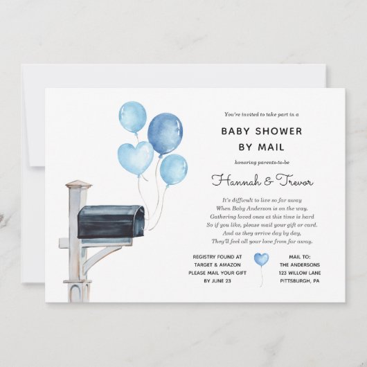 Baby Boy Long Distance Dusche per Mail Einladung (Vorderseite)