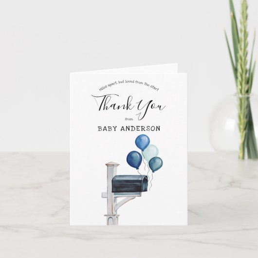 Baby Boy Long Distanz Shower Thank You Card Einladung (Vorderseite)