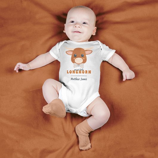 Baby Boy Longhorn Burnt Orange Baby Strampler