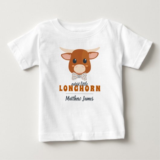 Baby Boy Longhorn Burnt Orange Baby T-shirt (Vorderseite)