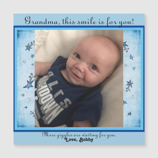 Baby Boy Magnetic Picture Card für Großmutter Magnetkarte (Vorderseite)