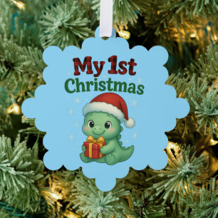 Baby Boy Mein erstes Weihnachten Dino Ornament Karte
