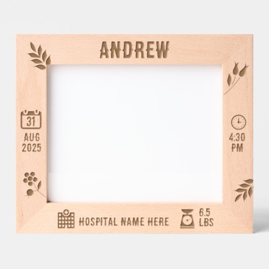 Baby Boy Memory Frame | Horizontal | DP7 Geätzte Rahmen (Vorderseite)