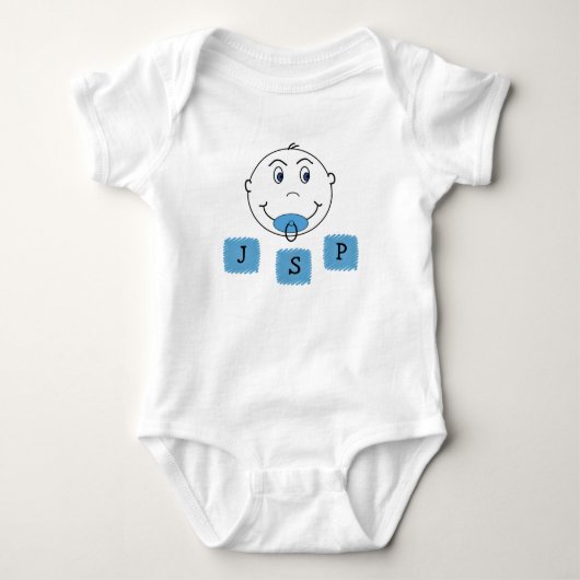 Baby Boy Mischief Face mit Monogram Strampler (Vorderseite)