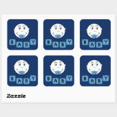 Baby Boy mit Binky Quadratischer Aufkleber (Blatt)