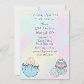 Baby Boy mit Ostereier Kinderdusche Einladung (Rückseite)