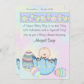 Baby Boy mit Ostereier Kinderdusche Einladung (Vorne/Hinten)