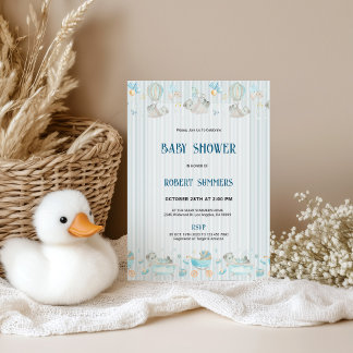 Baby Boy Modern Shower Invitation Save The Date