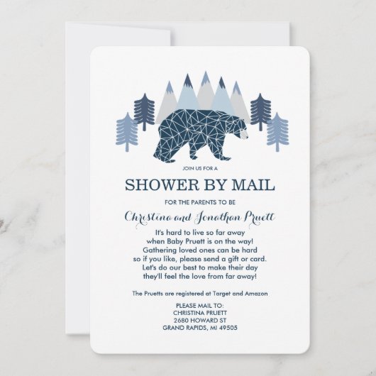 Baby Boy Moderne Babydusche für Bären per Post Einladung (Vorderseite)
