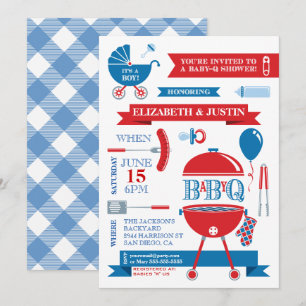 Baby Boy - Moderne BBQ-Shower-Einladung Einladung